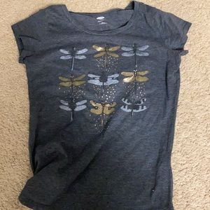 Gray shirt with dragonflies